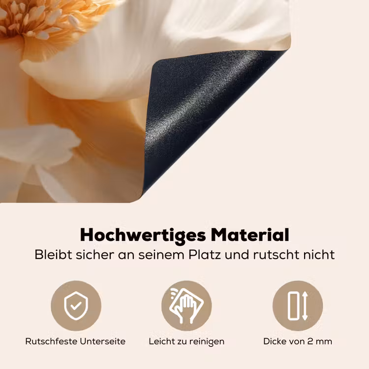 Close up - Pioenroos - Wit Inductie beschemer met haakjes klein -ky-onderkant-de
