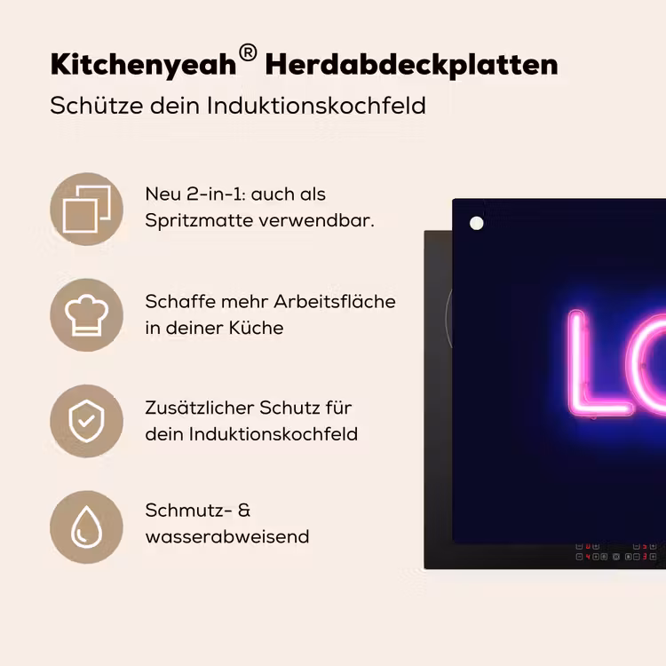 Neon - Love - Valentijn Inductie beschemer met haakjes klein -ky-usp-de