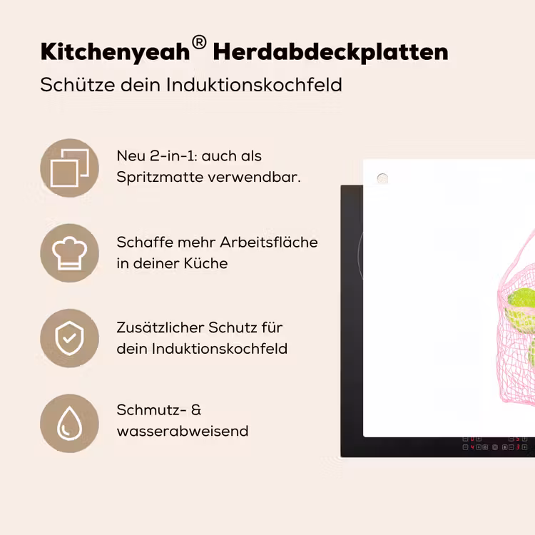 Netzakje - Roze - Illustratie - Limoenen Inductie beschemer met haakjes klein -ky-usp-de