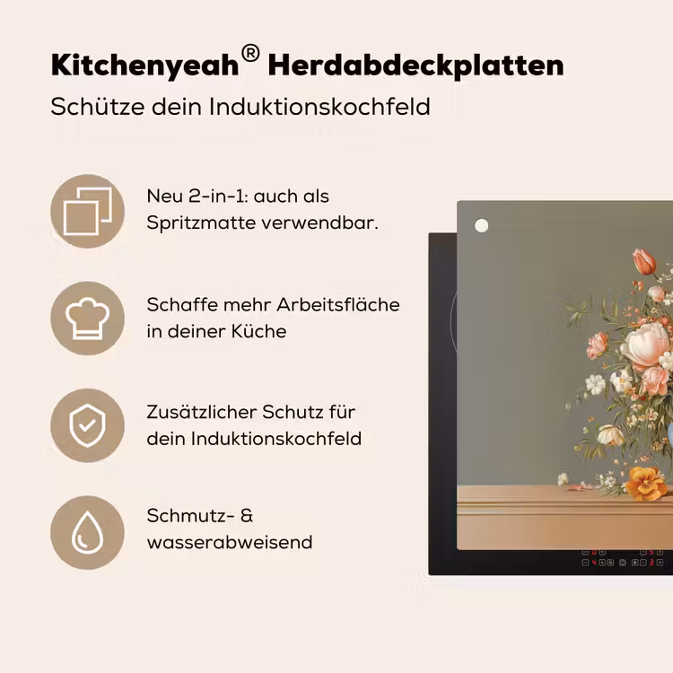 Neutral - Bloemen - Boeket - Vaas Inductie beschemer met haakjes klein -ky-usp-de