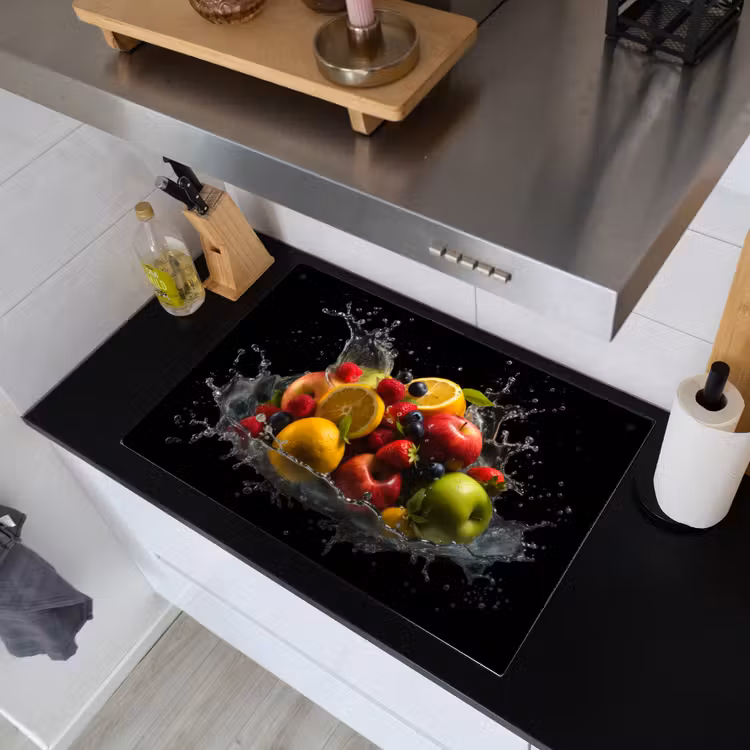 Fruit - Appel - Sinaasappel - Rode vruchten - Water Inductie beschemer met haakjes klein -sfeer1