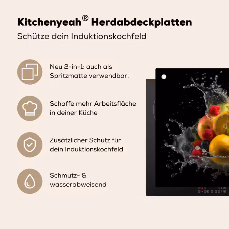 Fruit - Appel - Sinaasappel - Rode vruchten - Water Inductie beschemer met haakjes klein -ky-usp-de
