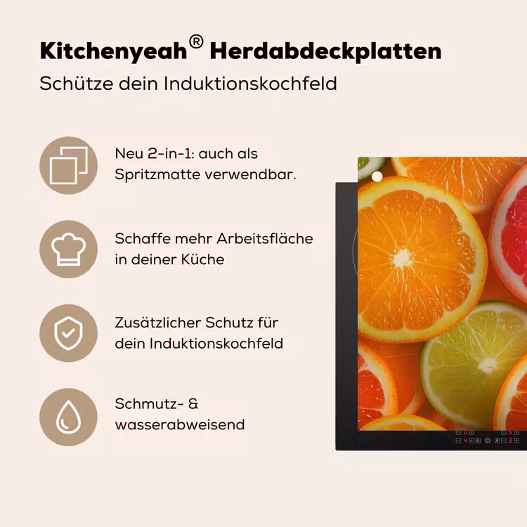 Fruit - Kleurrijk - Close up Inductie beschemer met haakjes klein -ky-usp-de