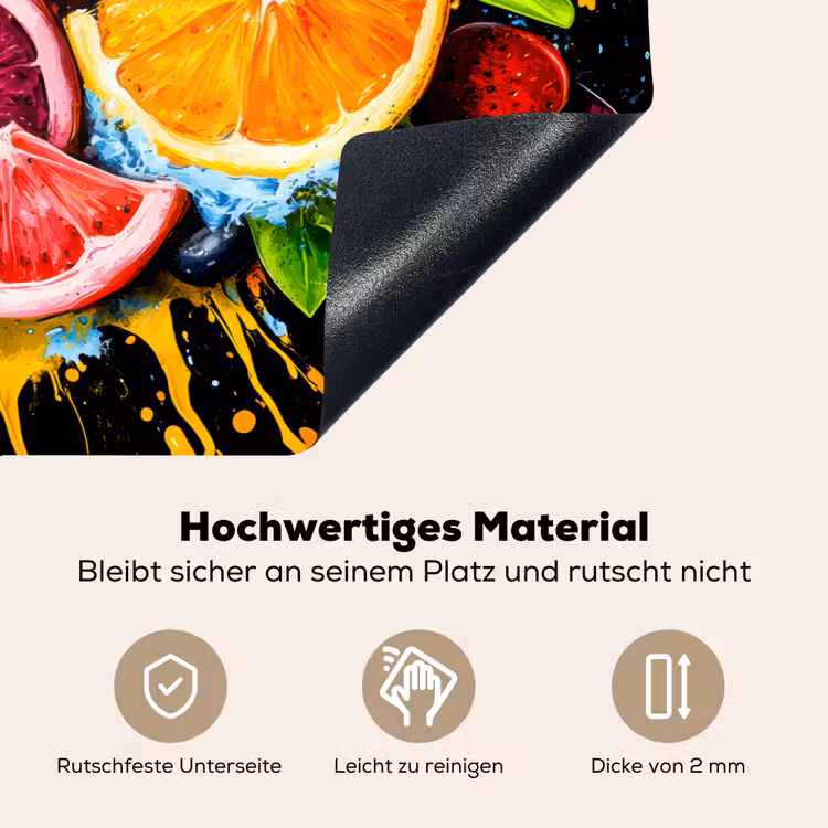 Fruit - Graffiti - Kleurrijk - Sinaasappel - Aardbei - Abstract Inductie beschemer met haakjes klein -ky-onderkant-de