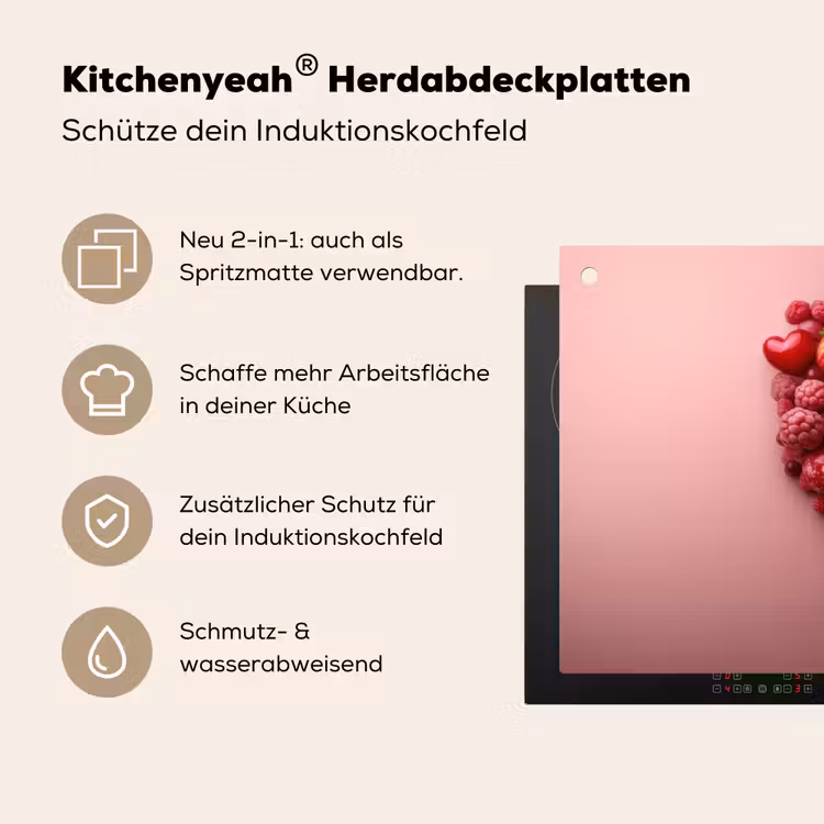 Fruit - Hartjes - Aardbeien - Frambozen - Bosbessen Inductie beschemer met haakjes klein -ky-usp-de