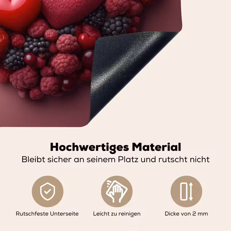 Fruit - Hartjes - Aardbeien - Frambozen - Bosbessen Inductie beschemer met haakjes klein -ky-onderkant-de