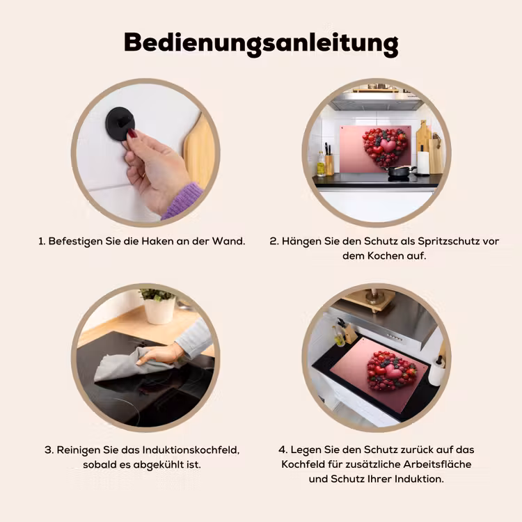 Fruit - Hartjes - Aardbeien - Frambozen - Bosbessen Inductie beschemer met haakjes klein -ky-gebruik-de