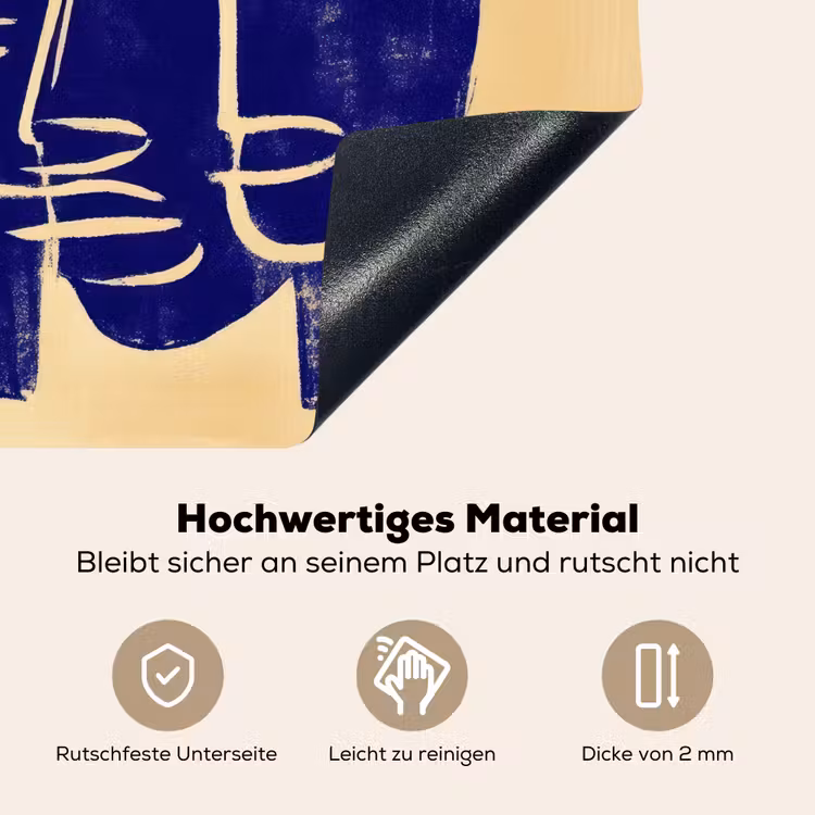 Okergeel - Blauw - Eenvoudige lijnen Inductie beschemer met haakjes middel -ky-onderkant-de