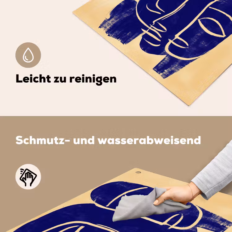 Okergeel - Blauw - Eenvoudige lijnen Inductie beschemer met haakjes middel -ky-schoon-de