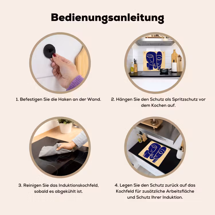 Okergeel - Blauw - Eenvoudige lijnen Inductie beschemer met haakjes middel -ky-gebruik-de