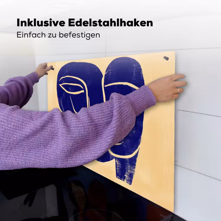 Okergeel - Blauw - Eenvoudige lijnen Inductie beschemer met haakjes middel -ky-ophangen-de