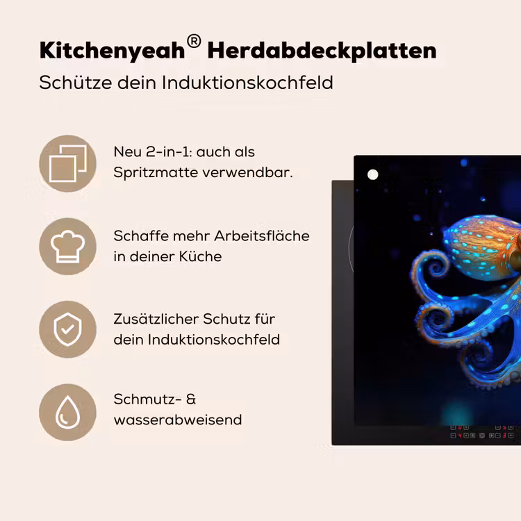 Octopus - Stippen - Blauw - Zee Inductie beschemer met haakjes middel -ky-usp-de