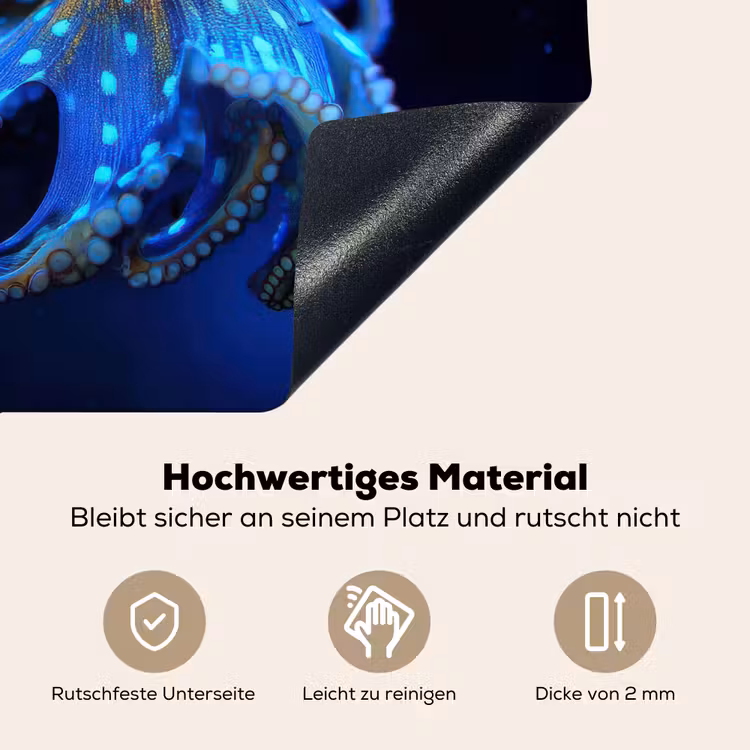 Octopus - Stippen - Blauw - Zee Inductie beschemer met haakjes middel -ky-onderkant-de
