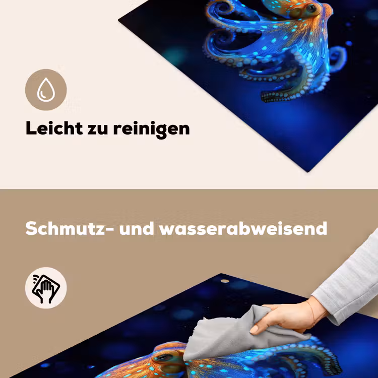 Octopus - Stippen - Blauw - Zee Inductie beschemer met haakjes middel -ky-schoon-de