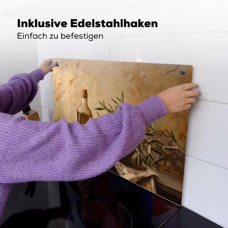 Olijven - Stilleven - Vintage Inductie beschemer met haakjes klein -ky-ophangen-de
