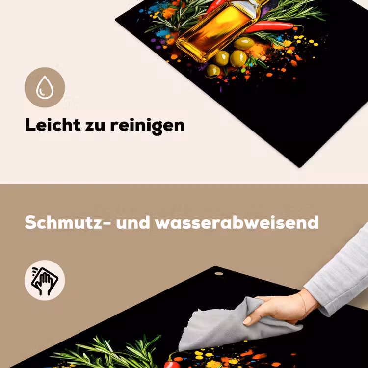 Olijfolie - Graffiti - Peper - Olijven - Modern Inductie beschemer met haakjes klein -ky-schoon-de