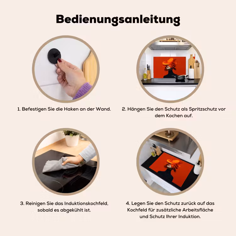 Oranje - Hoed - Vrouw Inductie beschemer met haakjes klein -ky-gebruik-de