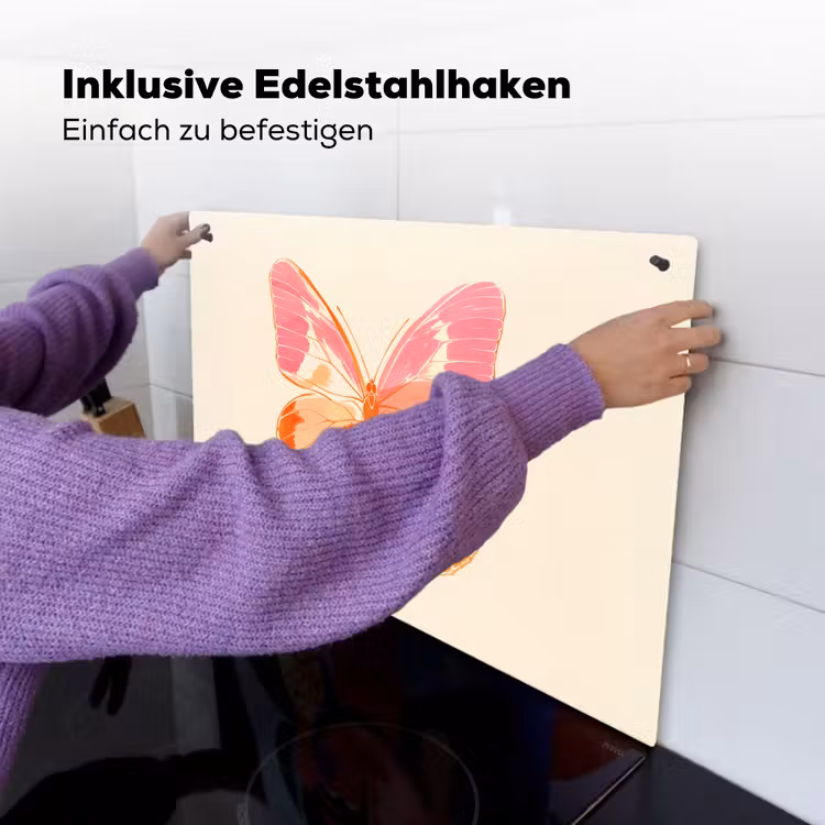 Oranje - Vlinder - Minimalistisch Inductie beschemer met haakjes klein -ky-ophangen-de