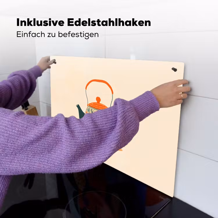 Oranje - Theepot - Bloemen - Bladeren Inductie beschemer met haakjes klein -ky-ophangen-de