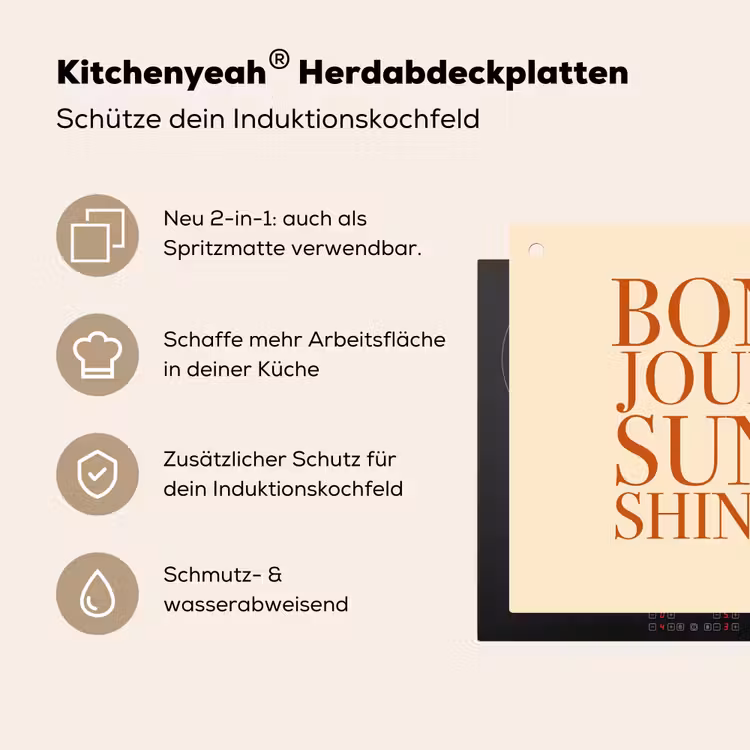 Oranje - Quote - Sun Inductie beschemer met haakjes middel -ky-usp-de