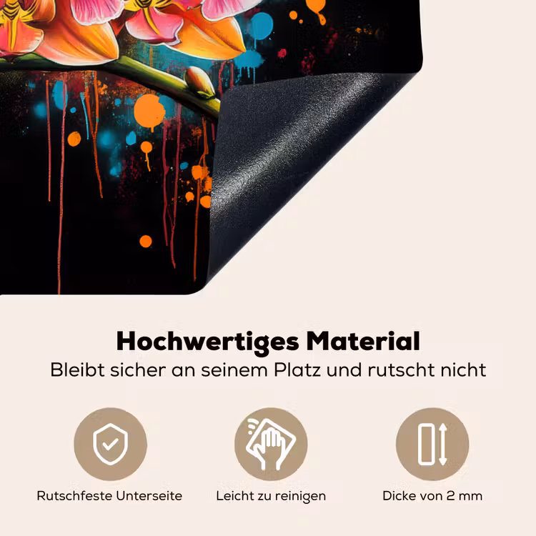 Orchidee - Graffiti - Kleurrijk - Bloemen - Abstract Inductie beschemer met haakjes klein -ky-onderkant-de