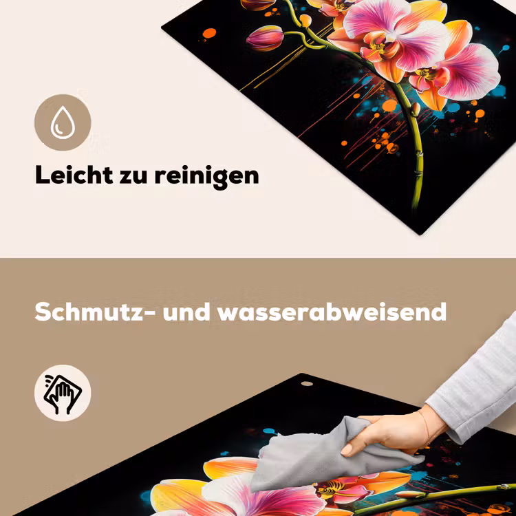 Orchidee - Graffiti - Kleurrijk - Bloemen - Abstract Inductie beschemer met haakjes klein -ky-schoon-de
