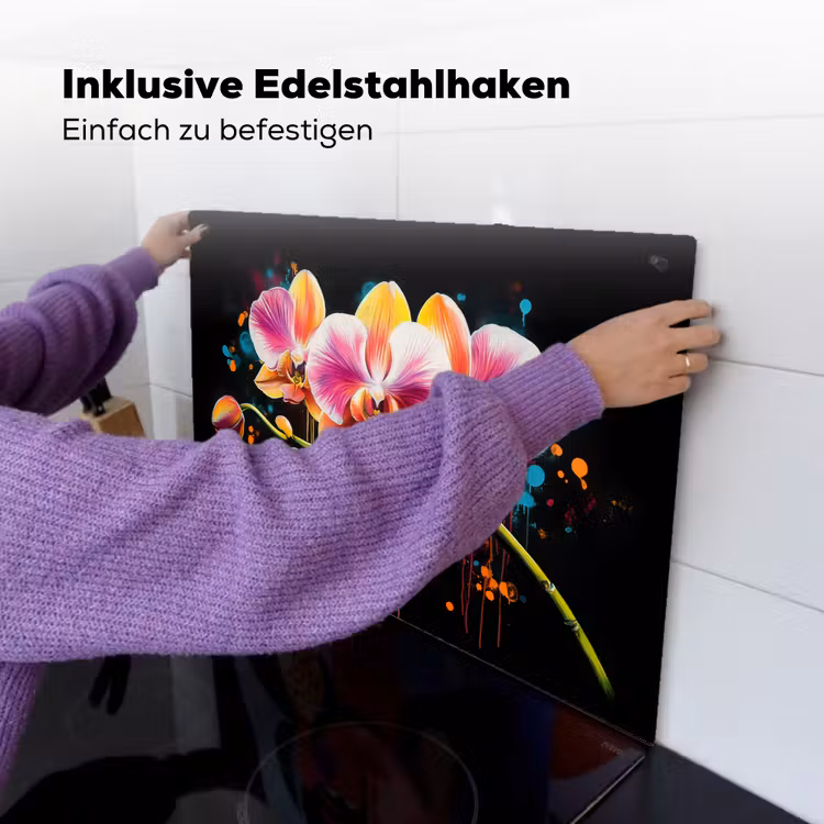 Orchidee - Graffiti - Kleurrijk - Bloemen - Abstract Inductie beschemer met haakjes klein -ky-ophangen-de
