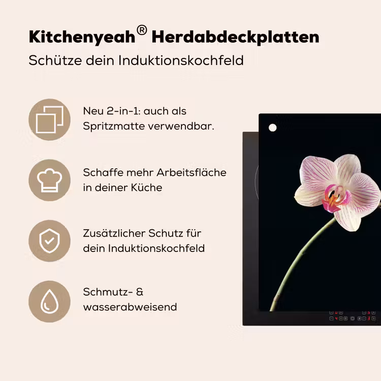 Orchidee - Roze - Bloemen Inductie beschemer met haakjes klein -ky-usp-de