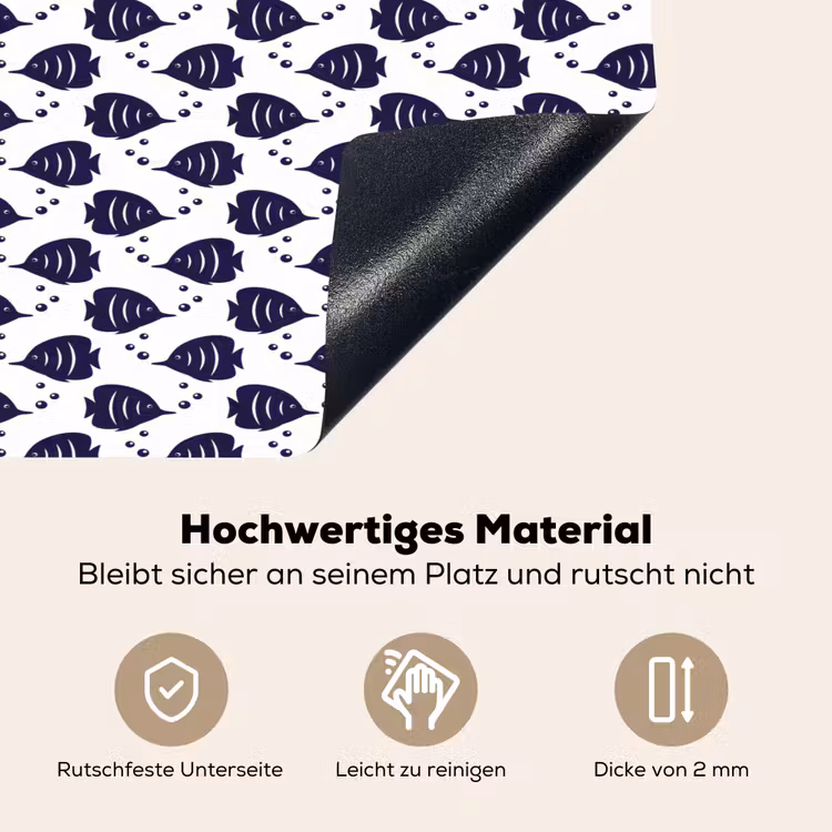 Oceaan - Vis - Blauw - Wit Inductie beschemer met haakjes klein 777 -ky-onderkant-de