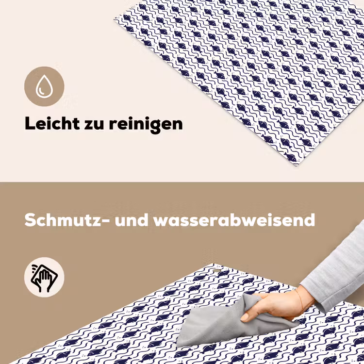 Oceaan - Visachtig - Blauw - Wit Inductie beschemer met haakjes klein 777 -ky-schoon-de