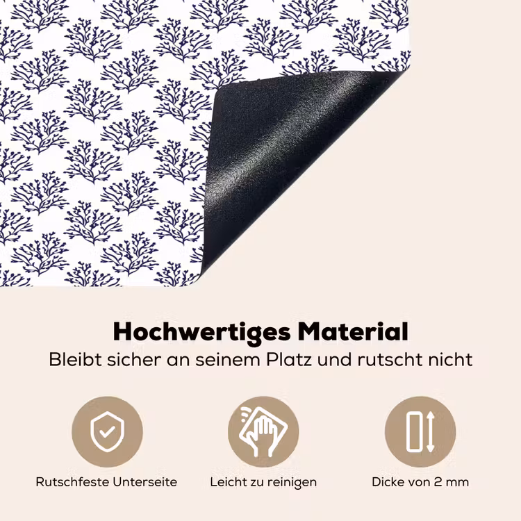 Oceaan - Koraal - Blauw - Wit Inductie beschemer met haakjes klein 777 -ky-onderkant-de