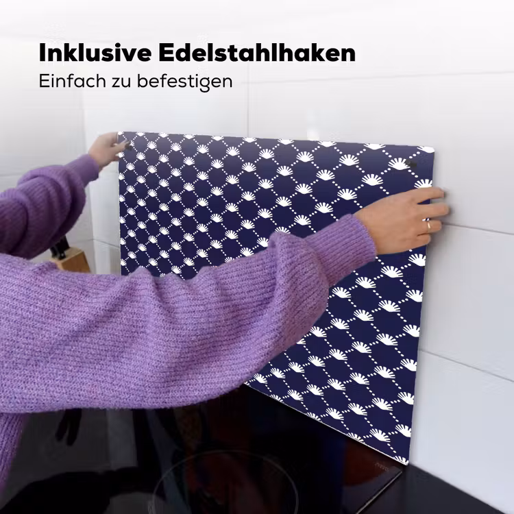 Oceaan - Schelp - Blauw - Wit Inductie beschemer met haakjes klein 777 -ky-ophangen-de