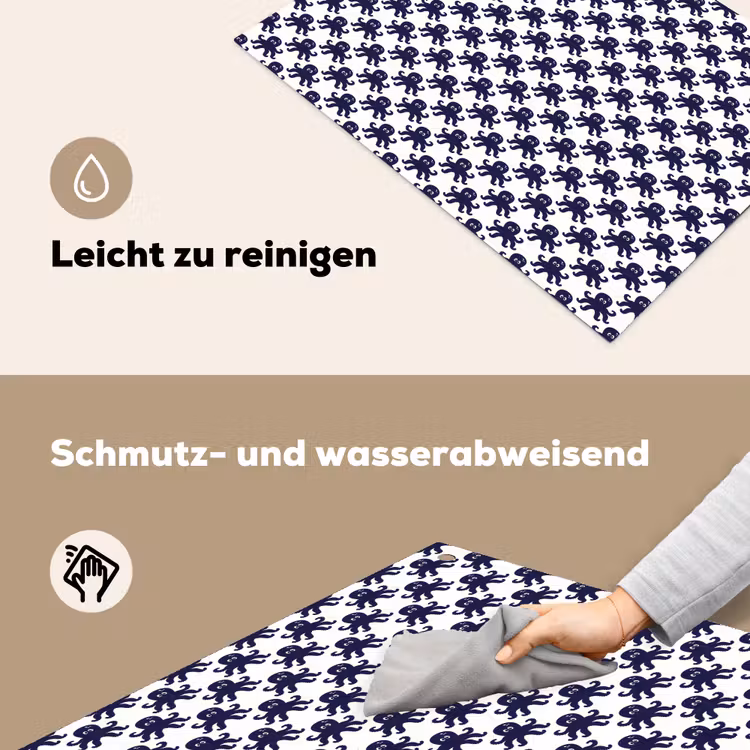 Oceaan - Octo - Blauw - Wit Inductie beschemer met haakjes klein 777 -ky-schoon-de