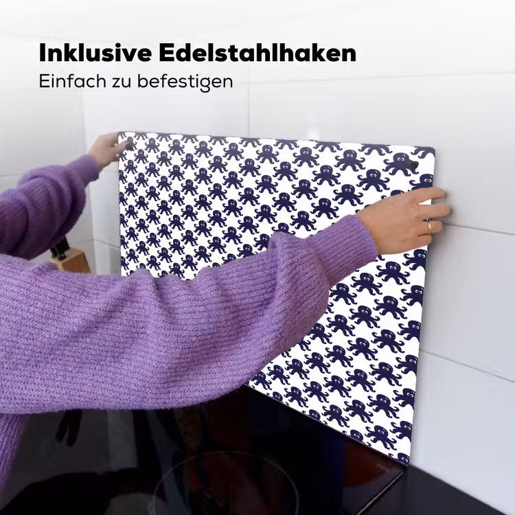 Oceaan - Octo - Blauw - Wit Inductie beschemer met haakjes klein 777 -ky-ophangen-de