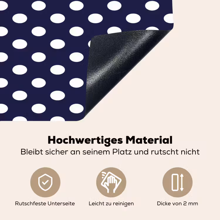 Oceaan - Stippen - Blauw - Wit Inductie beschemer met haakjes klein 777 -ky-onderkant-de
