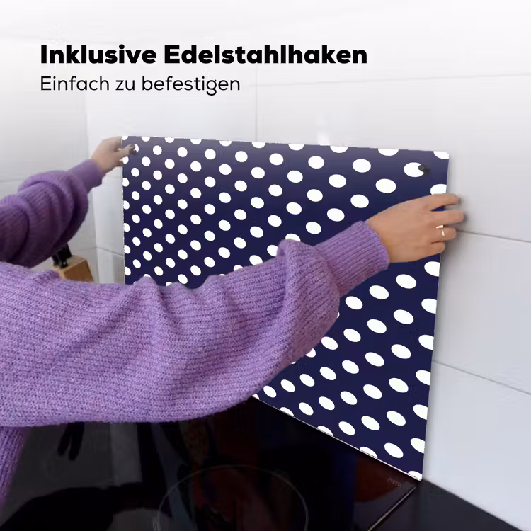 Oceaan - Stippen - Blauw - Wit Inductie beschemer met haakjes klein 777 -ky-ophangen-de