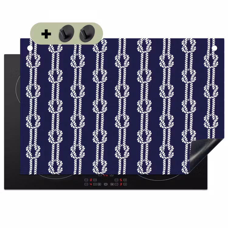 Oceaan - Touw - Blauw - Wit Inductie beschemer met haakjes klein 777 -3d
