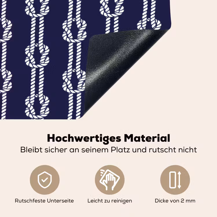 Oceaan - Touw - Blauw - Wit Inductie beschemer met haakjes klein 777 -ky-onderkant-de