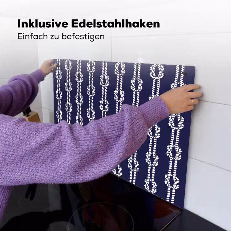Oceaan - Touw - Blauw - Wit Inductie beschemer met haakjes klein 777 -ky-ophangen-de