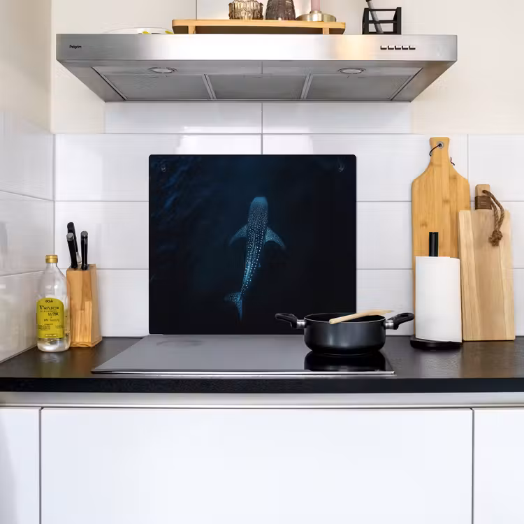 Oceaan - Walvishaai - Donkerblauw - Vlekken Inductie beschemer met haakjes middel -sfeer2
