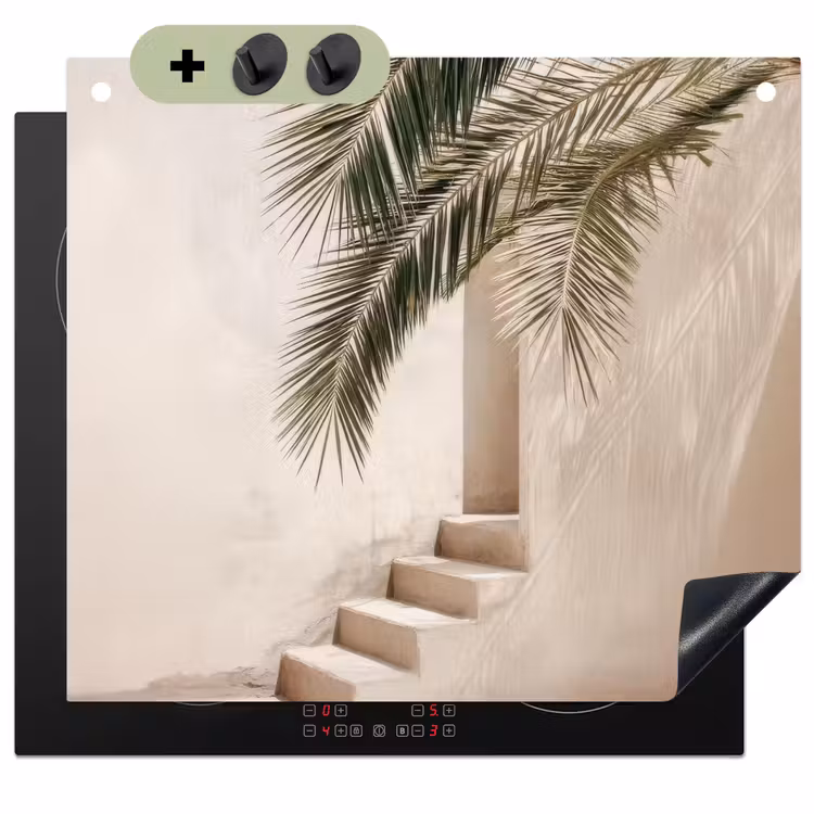Palmboom - Schaduw - Trap - Beige Inductie beschemer met haakjes middel -3d