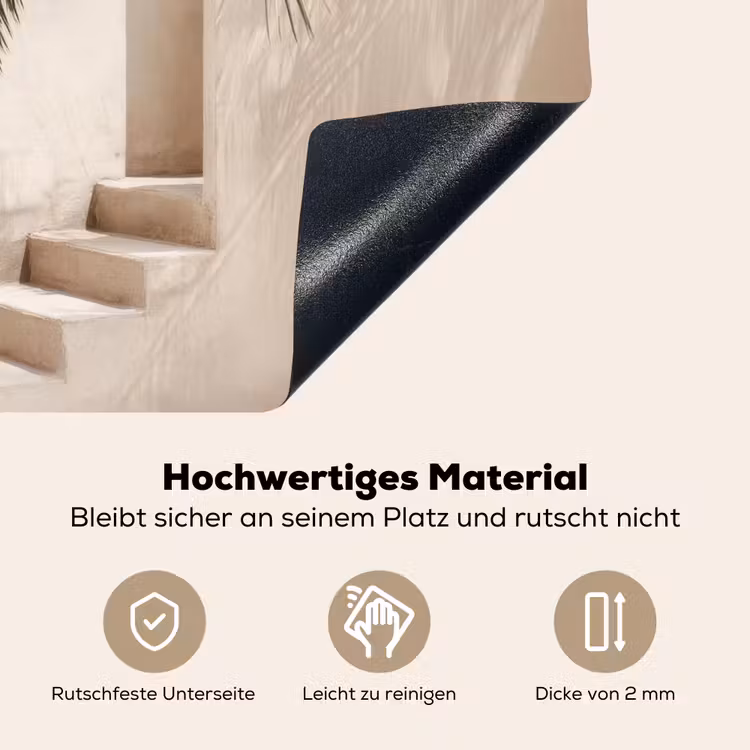 Palmboom - Schaduw - Trap - Beige Inductie beschemer met haakjes middel -ky-onderkant-de