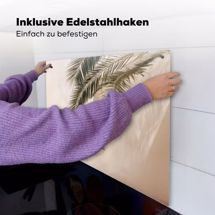 Palmboom - Schaduw - Trap - Beige Inductie beschemer met haakjes middel -ky-ophangen-de