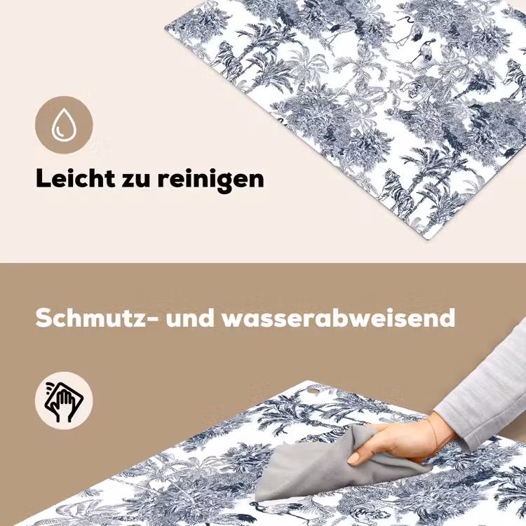 Palmbomen - Jungle - Abstract - Blauw Inductie beschemer met haakjes klein 777 -ky-schoon-de