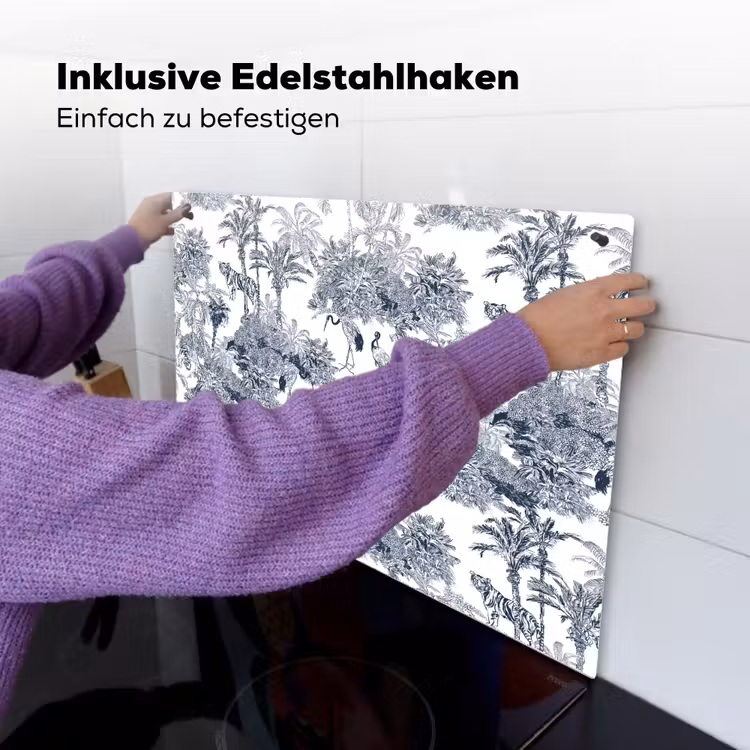 Palmbomen - Jungle - Abstract - Blauw Inductie beschemer met haakjes klein 777 -ky-ophangen-de