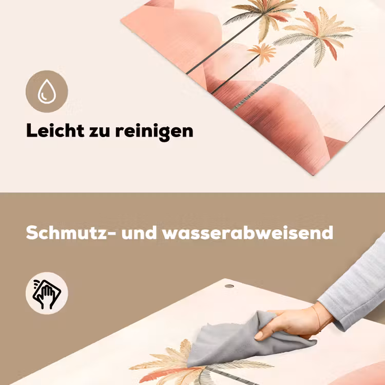 Palmbomen - Heuvels - Minimalistisch - Zachtroze Inductie beschemer met haakjes klein -ky-schoon-de