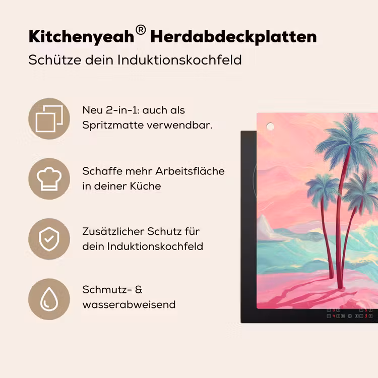 Palmbomen - Golven - Zee Inductie beschemer met haakjes middel -ky-usp-de