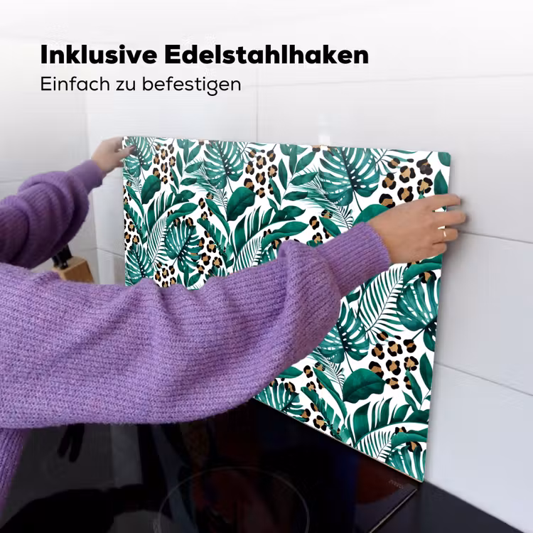 Palmblad - Panterprint - Tropical Inductie beschemer met haakjes klein -ky-ophangen-de
