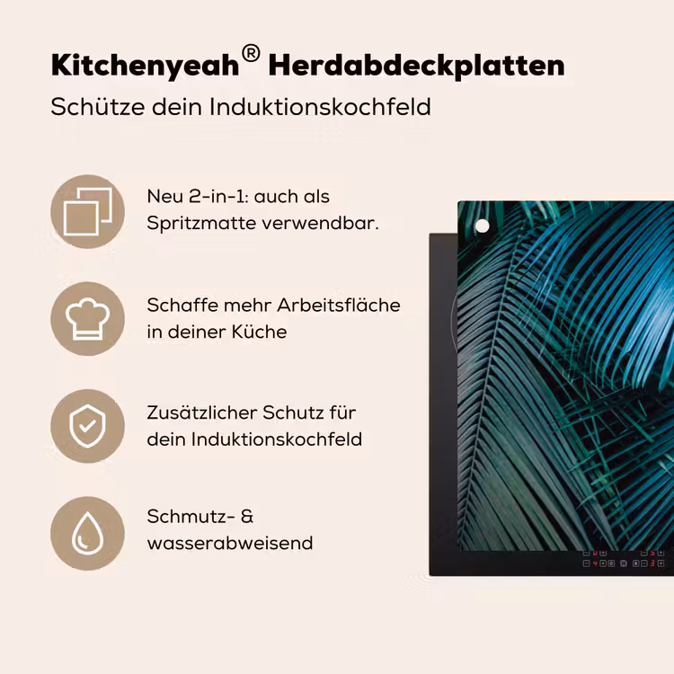 Palmblad - Tropisch - Natuur - Jungle Inductie beschemer met haakjes klein -ky-usp-de
