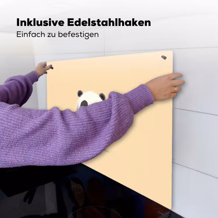 Panda - Beige - Minimalistisch Inductie beschemer met haakjes middel -ky-ophangen-de